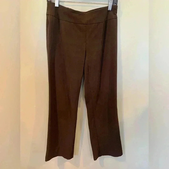 Roz & Ali Brown Pants Women’s Size 6 Small Pull On Straight Leg Tummy Control - Picture 1 of 5